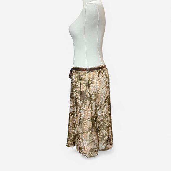 VTG Y2K Uniform John Paul Richard Palm Tree Burnout Midi Skirt w Ribbon S/M - Picture 5 of 7